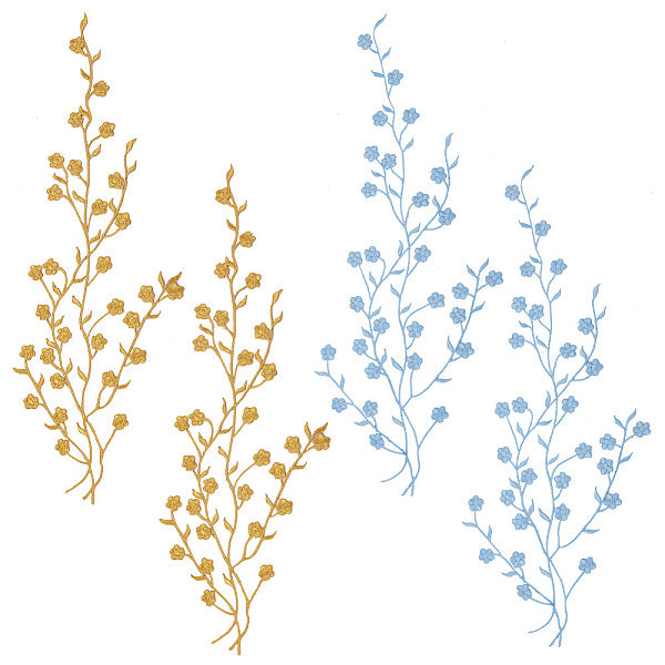 4 toppa termoadesiva computerizzata in cotone con fiori di prugna