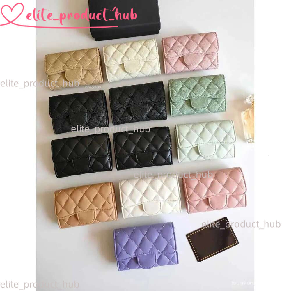 Card Holders C Designer Women Card Holders Fold Flap Classic Pattern Caviar Lambskin Wholesale Black Woman Chaneelly Chandal Wallet Pure Color Pebbl