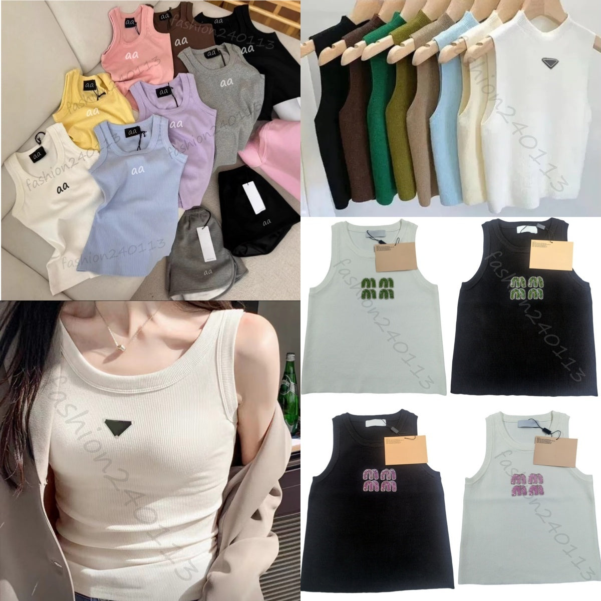 Designer Tops women Tank Top Shirts Designer Embroidery BeadingTop Womens Tanks Croptop Vest Summer Slim Sleeveless Breathable Knitted Pure Cotton P