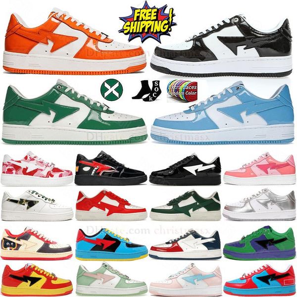 free shipping shoes Designer Mens Trainers us13 Platform Sneakers Womens sk8 Black Camo Patent Leather Camouflage Skateboarding Sports Scarp