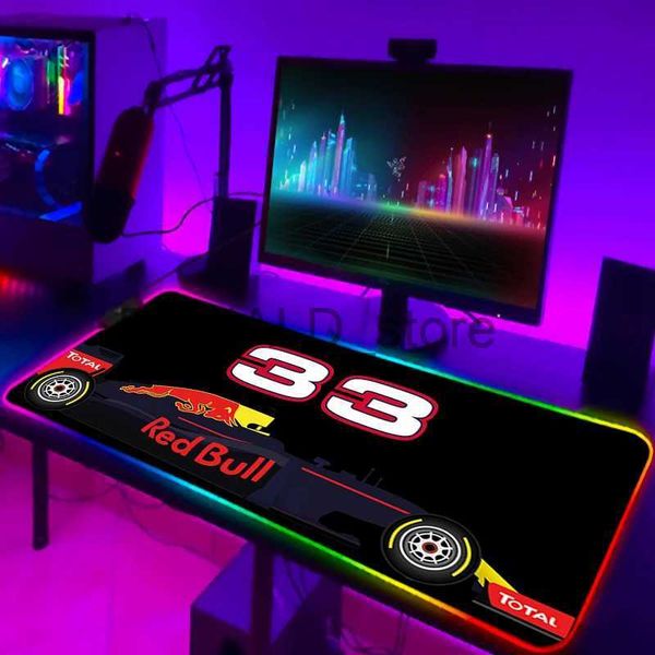 Mouse Pads Wrist Rests Xxl Gaming RGB Mouse Pad F1 Racer 33 Number Deskmat LED Mousepad Gamer Laptop Accessories Desk Protector Keyboard Mat