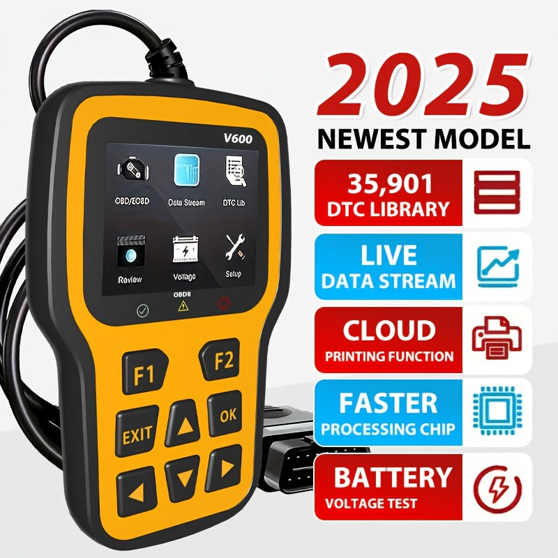 TEMU 2025 Diagnostic Scanner Tool - 35, 000+ Dtc Library, Live , Function, Fast Chip, Usb Powered For All Vehicles With Obdii-eobd After 1996, Engine