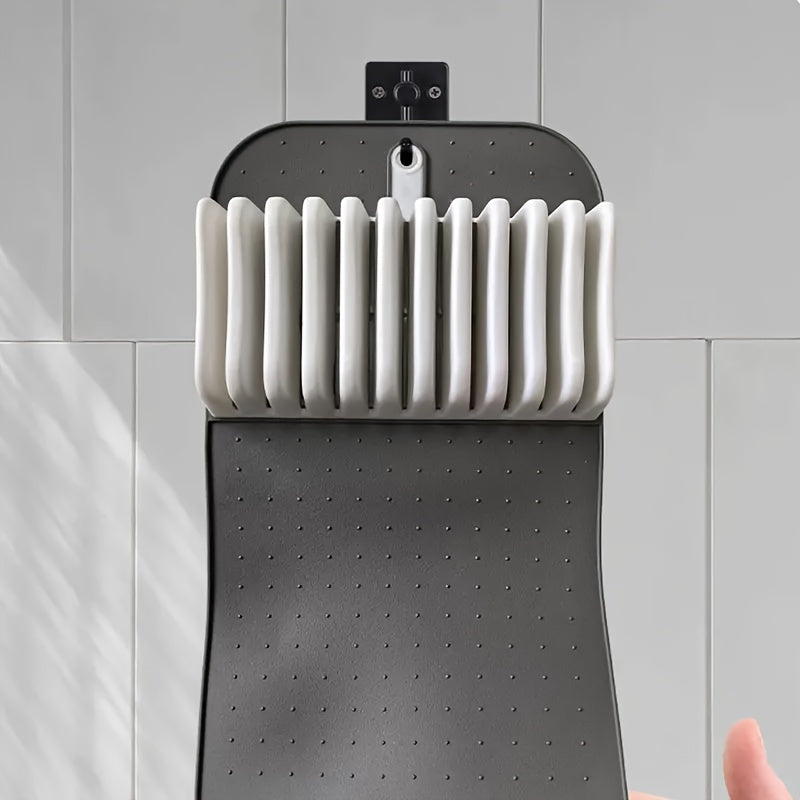 TEMU 11-slot Hanging Kitchen Knife Rack - Durable Pp Material, Space-saving Design With Utensil Holder For Knives, Forks & Spoons - Countertop Or