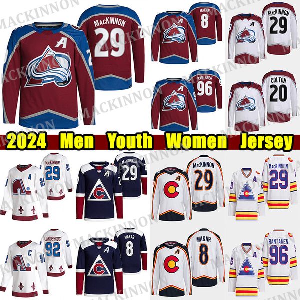 #29 Nathan MacKinnon Reverse Retro hockey jersey #8 Cale Makar Mikko Rantanen Gabriel Landeskog Joe Sakic Nichushkin Devon Toews Ryan Johans