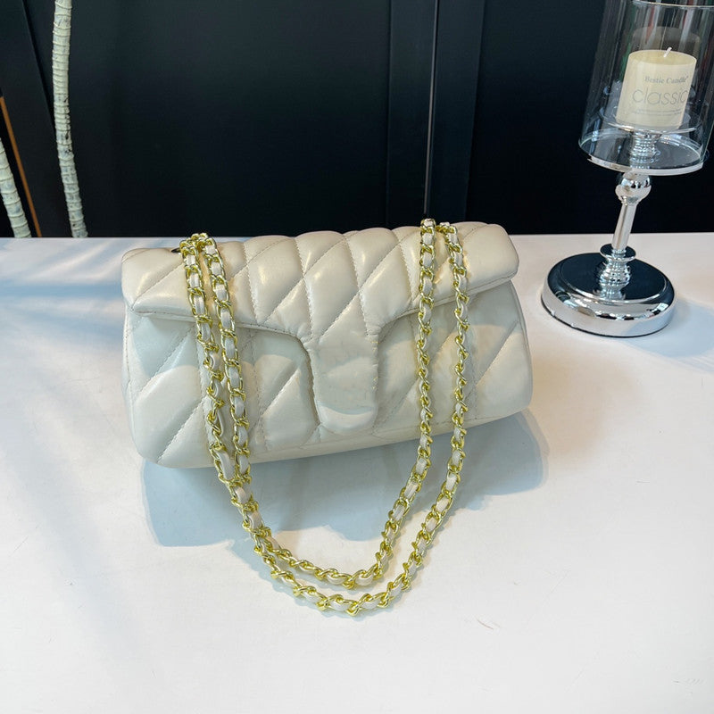 White Purse Quilted Tabby Bag Luxury Shoulder Bag Women Handbag Cross Body Bag High Quality Soft Leather Chain Bag Purses Designer Woman Handbag Cro