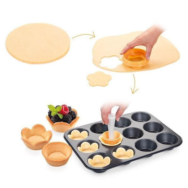 Baking Molds Tart Press Tool Pastry Dough Tamper Kit Practical Flower-Circle Cookies Biscuit Cutter Cake Cup Mold Kitchenware