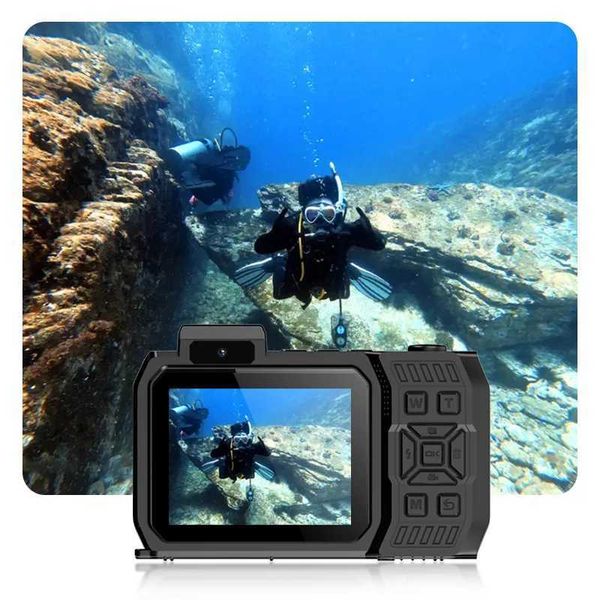 Sports Action Video Cameras DELANDA waterproof camera D50 dual screen swimming video recording selfie outdoor sports 4K HD diving underwater