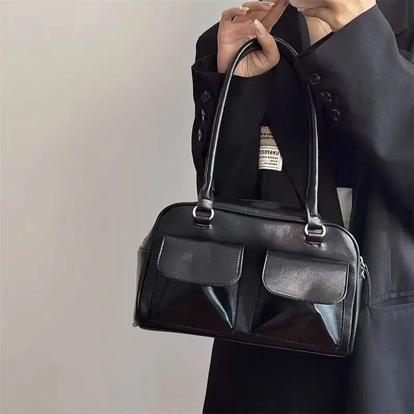 Vintage Women Business Shoulder Bags Simple Ladies Commute Tote Pu Leather Female Underarm Bag Bury Large Handbags Purse