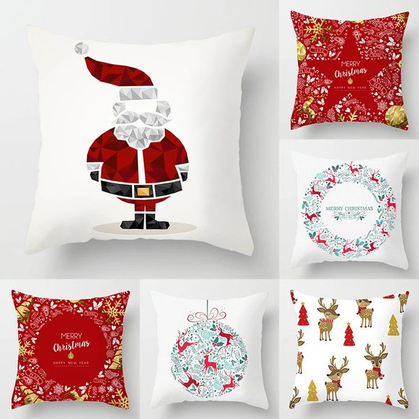 23x23CM Christmas Plush Throwing Pillow Cover Holiday Year Stamping Waist Pad Cover Home Decoration Pillowcase 241107
