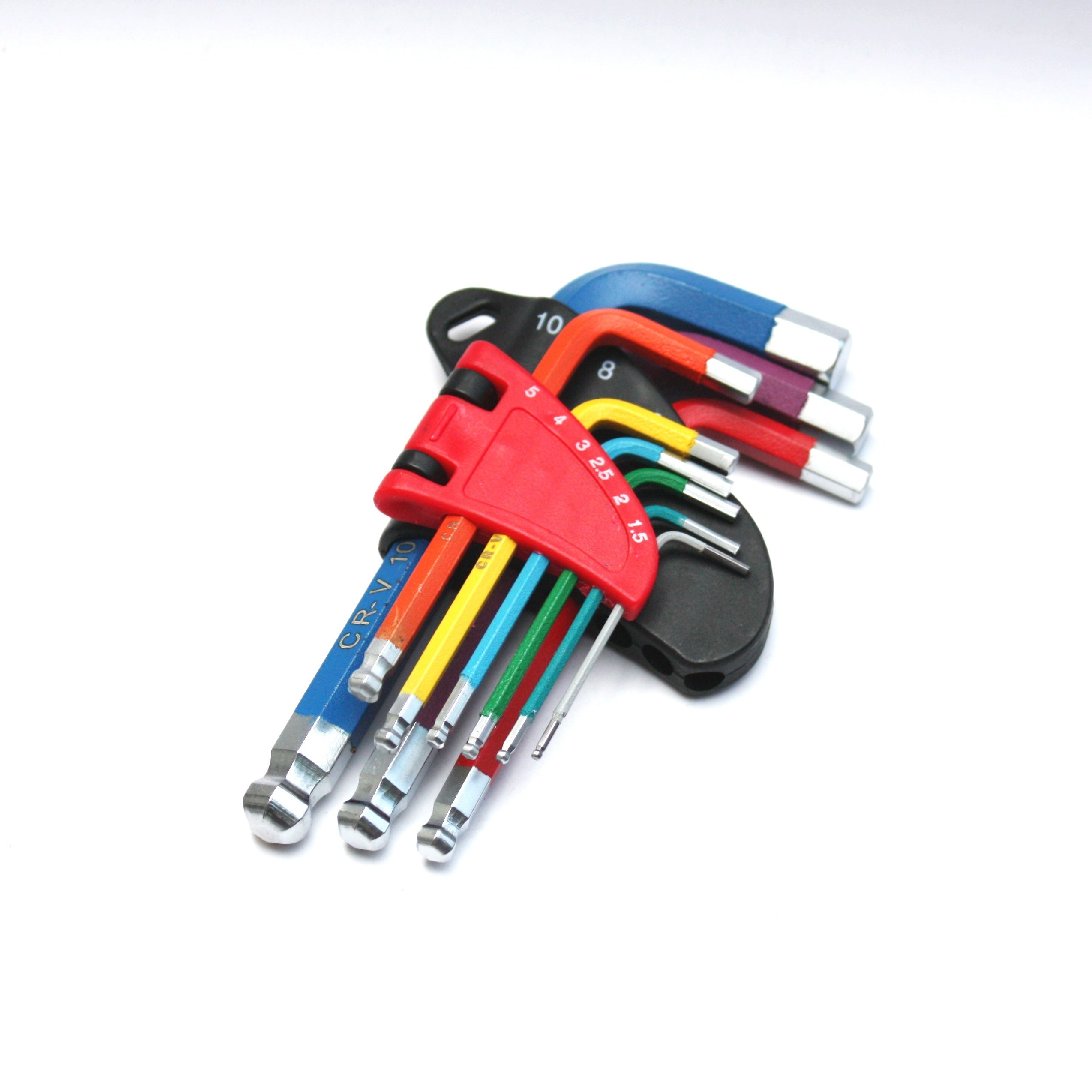 TEMU Color Hexagonal Wrench Set Of 9pcs Set Of 6-angle Hexagonal Lens Alloy Steel Ball Head Plum Rice Short Version Folding Hand Tools