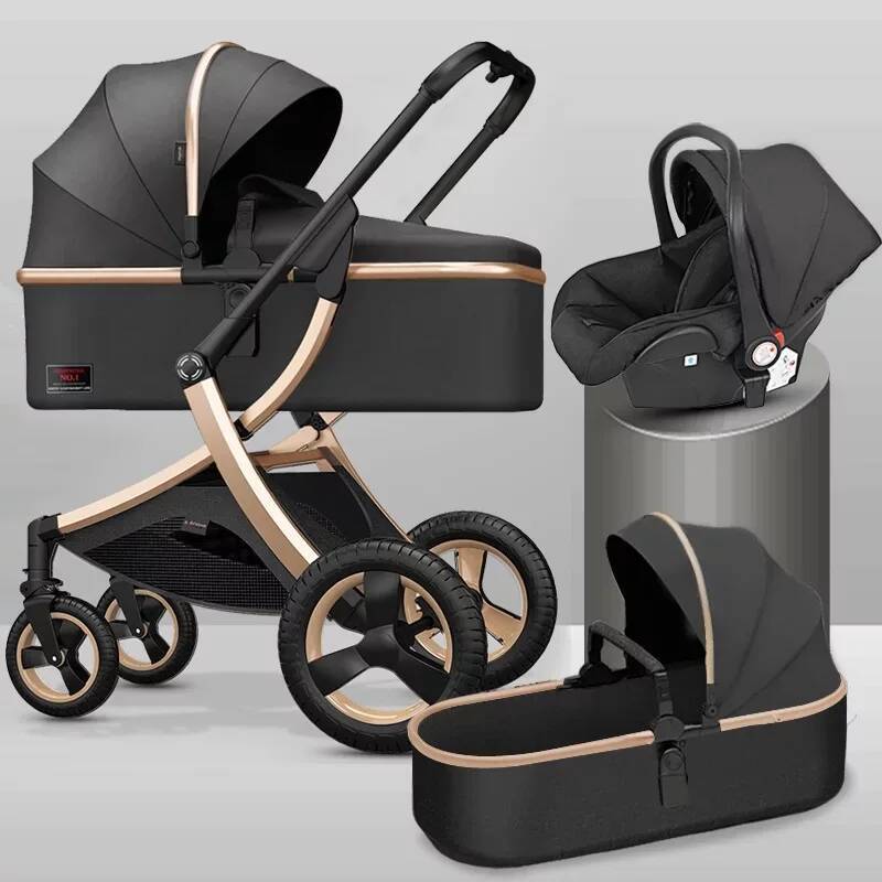 Baby Stroller 3 In 1,High Landscape Strollers,Baby Car,Trolley Pram,Baby Carriage Four Wheels,Newborn Travel Pushchair