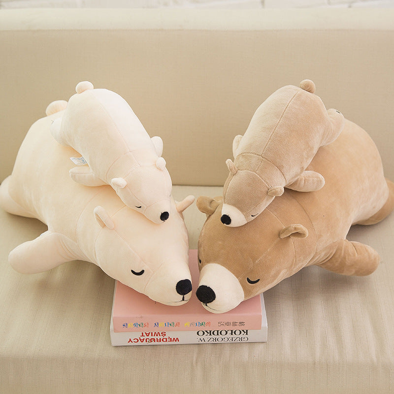 70-90-110CM Stuffed Animals Plush Lying On The Ground Throw Pillow Giant Polar Bear Doll Cartoon Toy