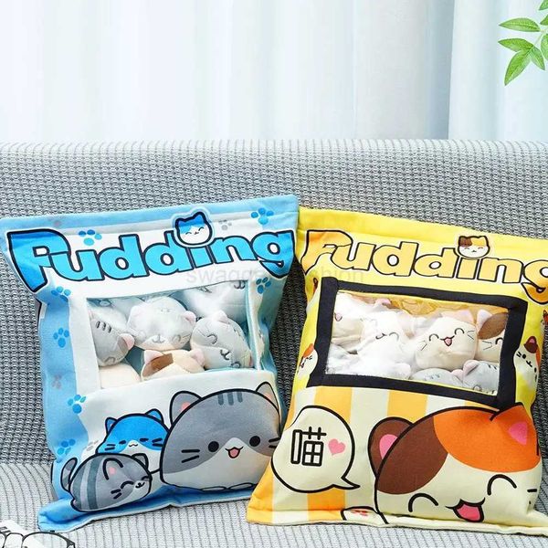 Cute Cat Snack Pillow Pudding Decorative Stuffed With Mini Animal Cat Dolls Pudding Plush Toy Kawaii Plush Pillow GiftsB270720
