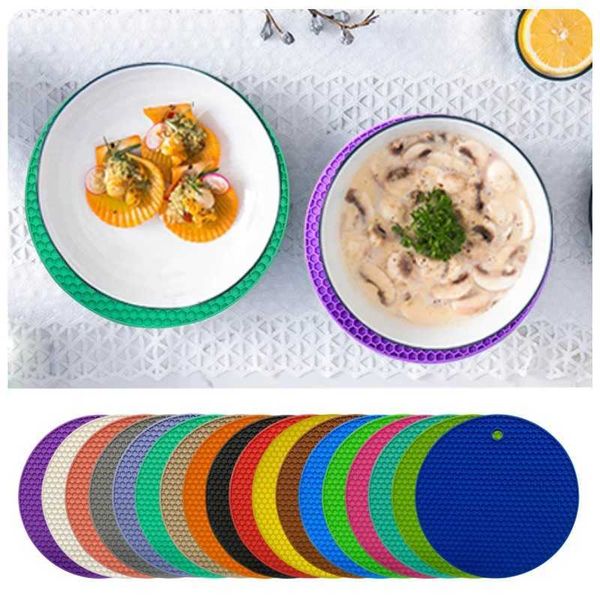 s Pads 18cm Round Silicone Mat Coaster Food Grade Material Placemat Non-slip Table Mat Kitchen Accessories Gadgets Round Cup Mat S2411131