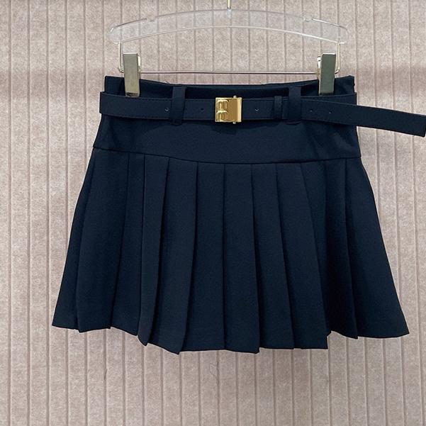 Designer Womens Skirts Clothing Pleated skirt Academic atmosphere belt Metal Cute label Stain Academic atmosphere Rich heiress