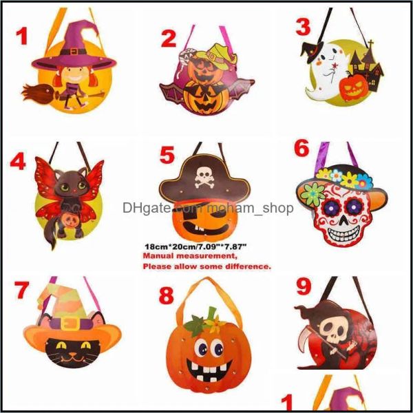 Gift Wrap Halloween Pumpkin Food Candy Paper Tote Bag Skl Witch Pattern Decor Treat Packing Bags Party Supplies Vtmtl0392 Drop Deliv Dh7Gz