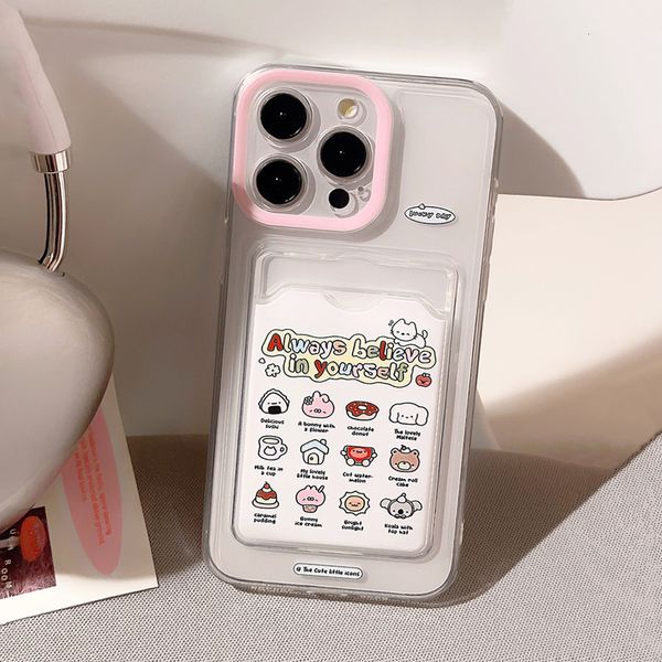 ddmygifts Cute little animal card bag suitable for 14 phone case 13promax 15 transparent 11 soft 12 Japanese and Korean A