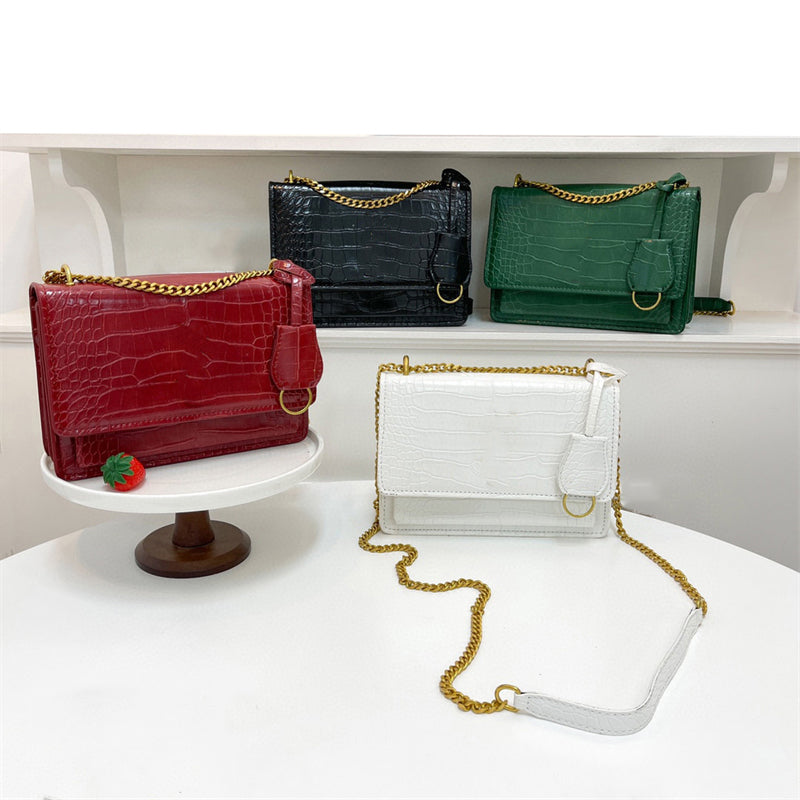 Sunset Designer Shoulder Bag for Women Crocodile Grain handbag Bag with Chain Cover Crossbody Bag OuShan88991