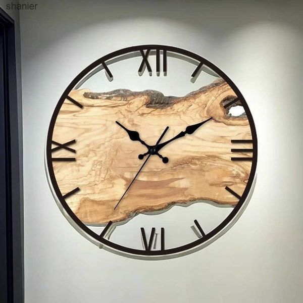 Wall Clocks Simple Transparent Wall Clock Acrylic Wood Grain Silent Movement Clock High Quality Living Room Bedroom Office Home Decor New L2