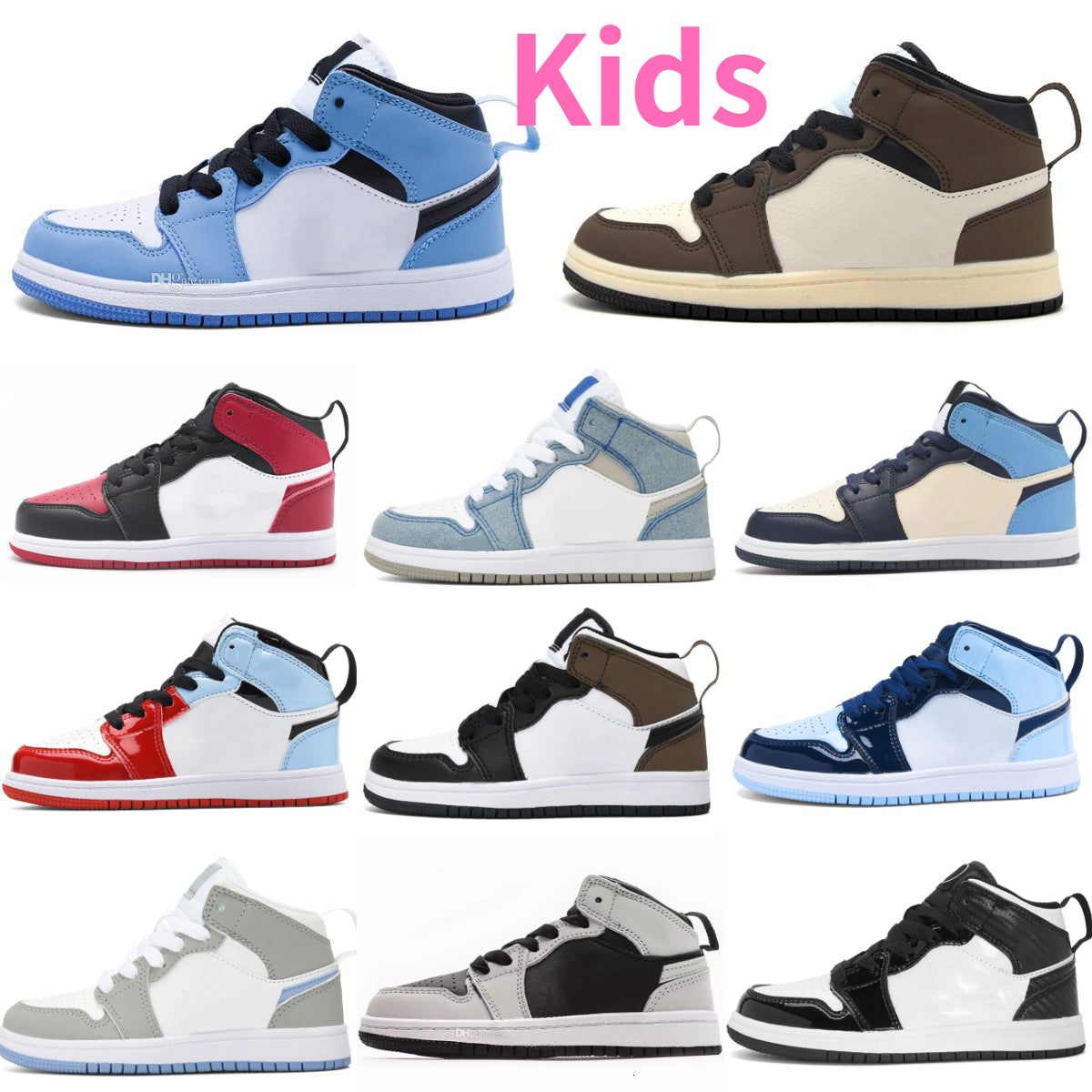 Trainers 1 Baby Kids High Basketball Shoes J1 Girls Boys BLACK WHITE DARK Reverse MOCHA Obsidian Chicago Tennis Candy Bred Pine Green Outdoor Joggin