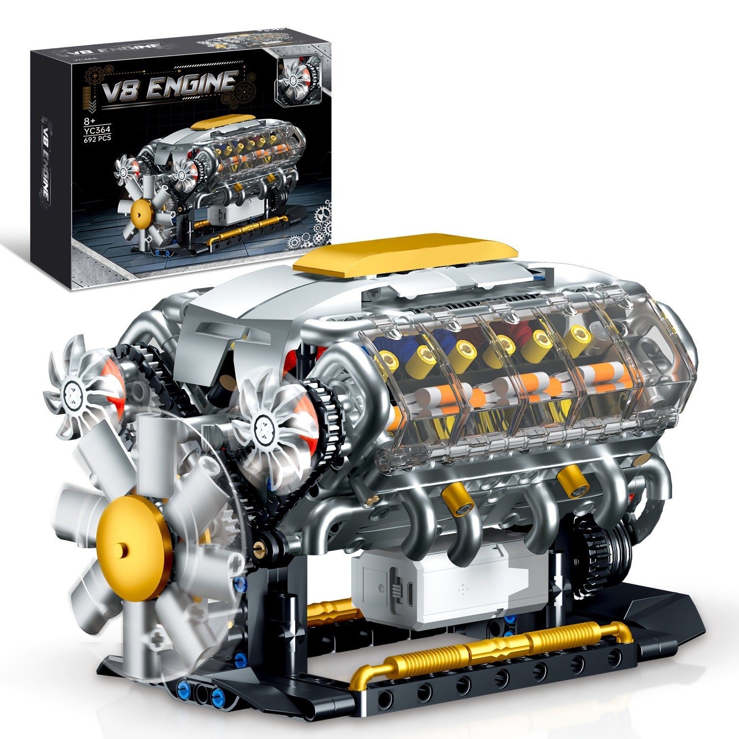 TEMU Building Toy, Creative Car Engine, Desktop Decoration Item, Create Your Own Moc Mini Toy, Birthday Gift, Christmas Gift, Halloween Gift 692pcs