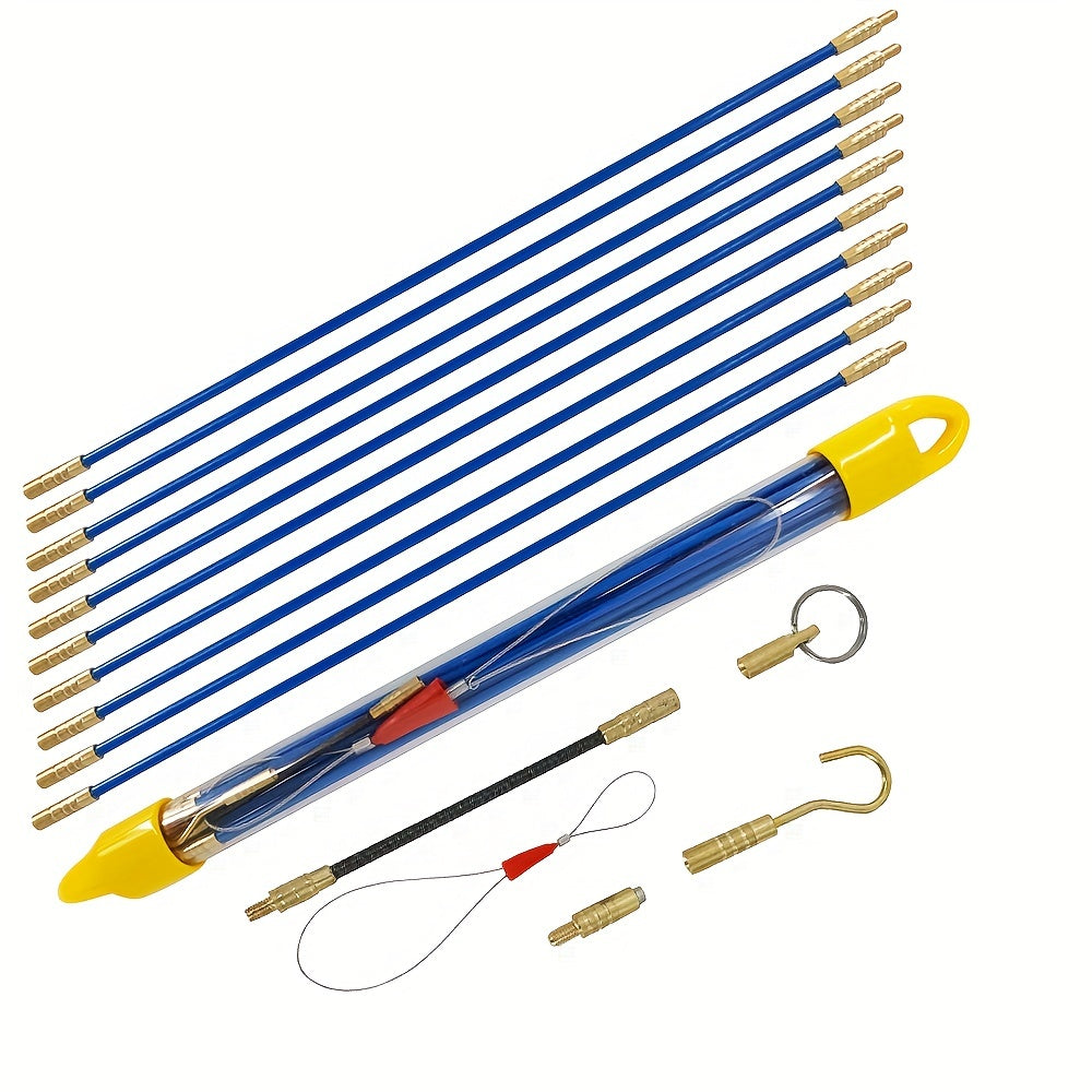 TEMU 4mm*32cm Fiberglass Duct Rod Electrical Cable Puller Fiberglass Fish Tape Duct Rodder Push Pull Rod 10pcs