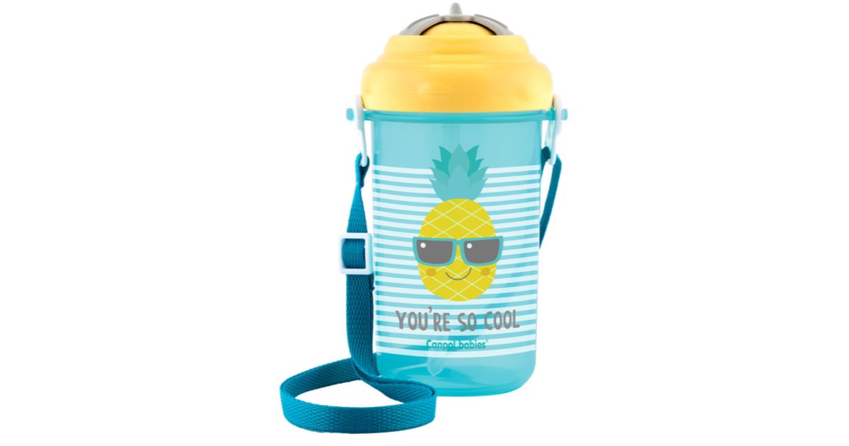 Canpol babies So Cool Bottle biberón infantil con pajita Piña 12m+ 400 ml