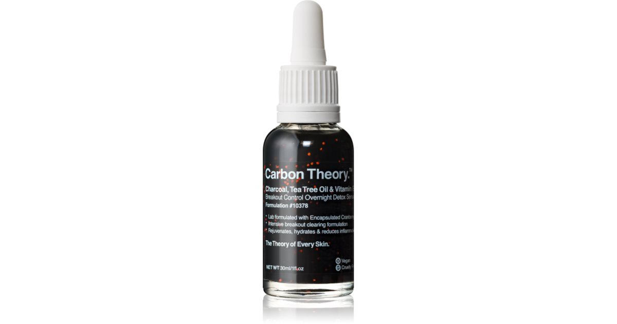 Carbon theory Cărbune, arbore de ceai Oil & Vitamina E Breakout Control Overnight Detox Ser detox peste noapte - 30 ml