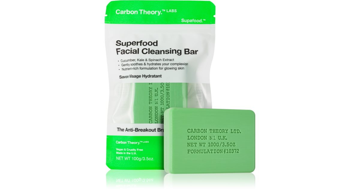Carbon Theory superfood grøn ansigtsrensesæbe 100 g