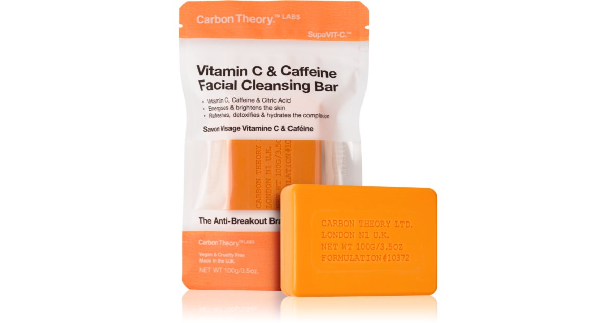 Carbon theory Pain nettoyant pour le visage à la vitamine C et à la caféine - Savon nettoyant pour le visage - 100,0 g
