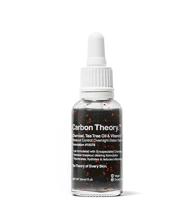 Carbon theory Sérum détoxifiant de nuit anti-éruptions cutanées au charbon, à l'huile d'arbre à thé et à la vitamine E 30 ml