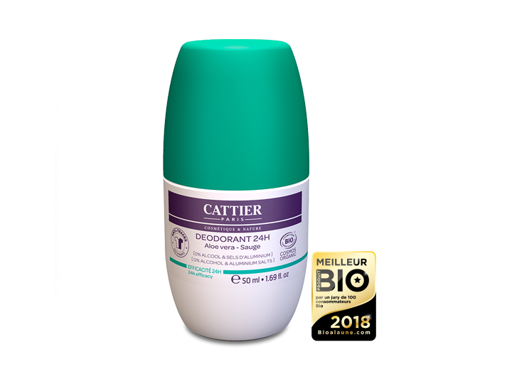 Cattier 24h Bio-Deodorant mit Aloe Vera und Salbei, 50 ml