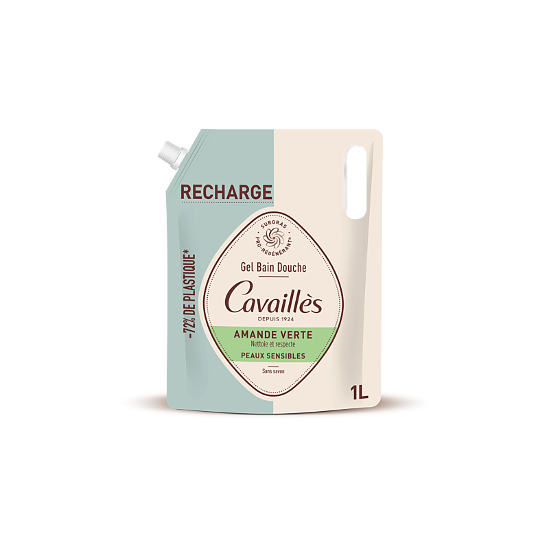 Cavaillès Eco-refill Grønn mandelbade- og dusjgelé 1L