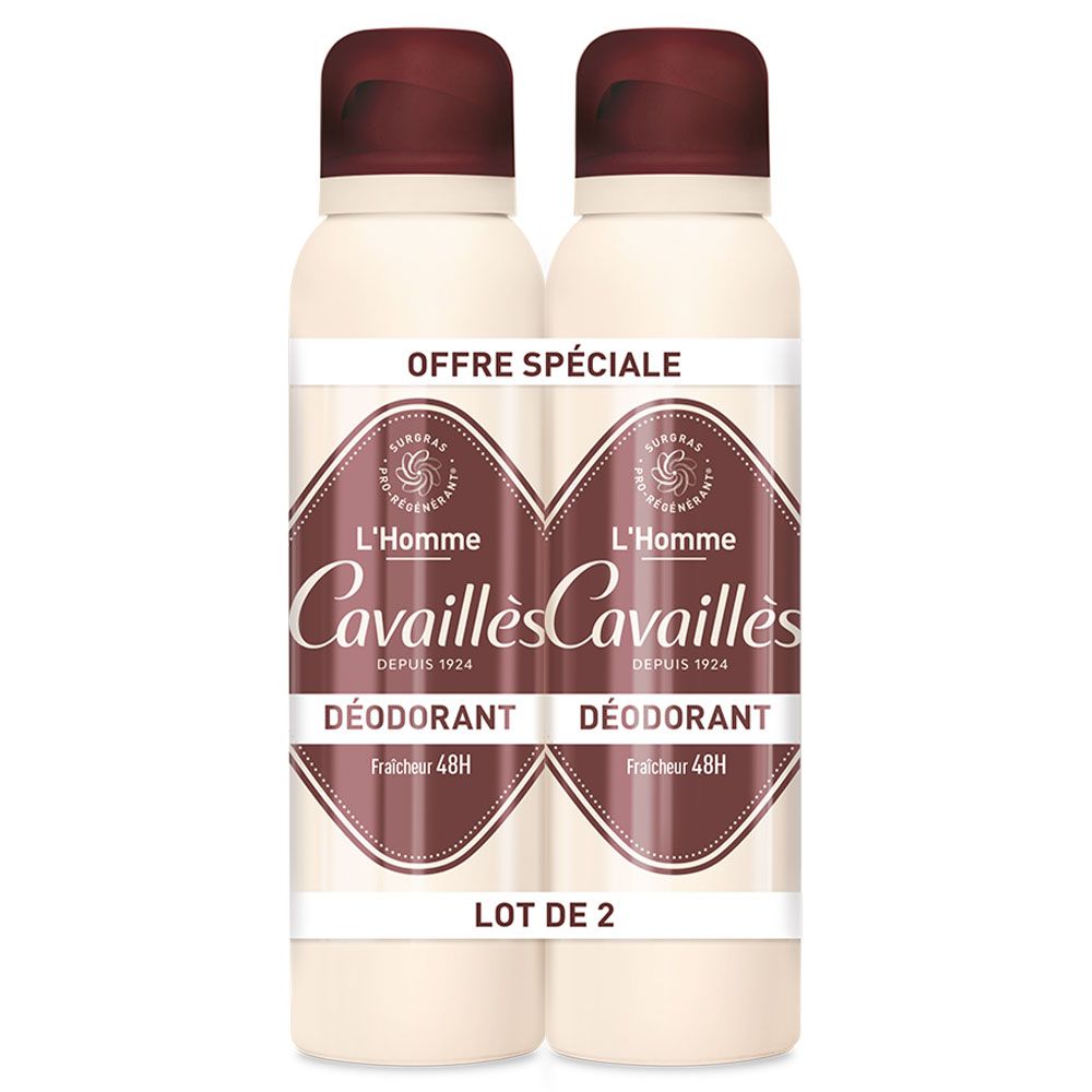 Cavaillès - L'Homme - 48H Friskhet - Deodorant Spraypakke 2x150ml × 2