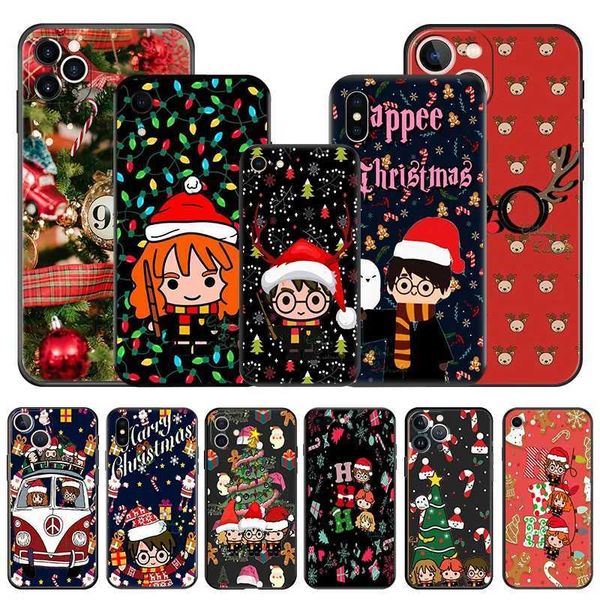 Suitable for iPhone 16 15 14 13 12 11 Pro XS Max Mini XR 7 8 Plus 16Pro Harries Wand Potters Christmas Black Matte Cover Y241031
