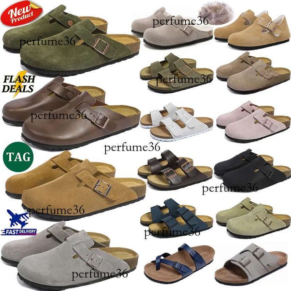 Designer Clogs Sandals Clog Slippers Cork Flat High Quality Fashion Summer Genuine Leather Slide Favourite Beach Casual Shoes Women Men 35-4