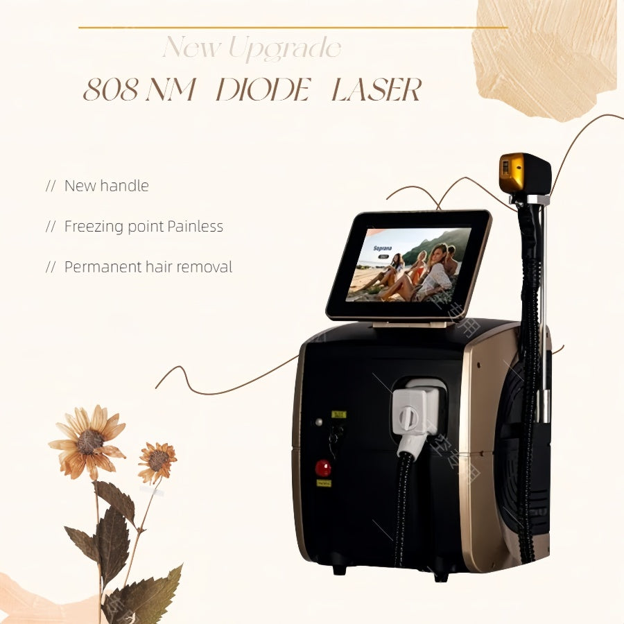 808nm Diode Laser Hair Removal Machine 3 Wavelength Permanent Pain-Free Body & Face Ice Cooling Tech & Portable Suitable for home and beauty salon
