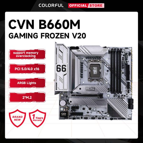 Colorful CVN B660M GAMING FROZEN V20 mATX Motherboard LGA 1700 12th Gen Intel 128GB M.2 PCIe 5.0 support memory overclocking
