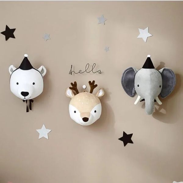 Wall Decoration Animal Head Soft Wall Hanging Ins Nordic Style Childrens Room Creative Decoration Hanging Elephant 250208