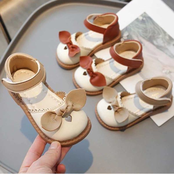 Girl Sandals 2024 Closed Toe Princess Shoes Baby Bow Childrens Bean Apartment Summer Soft Bottom Loafer W250108