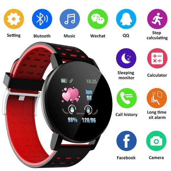119Plus Smart Watch Blood Prure Heart Rate Monitor Waterproof Smartwatch Fitn Tracker Sport Pedometers For IOS Android NewXJ241111