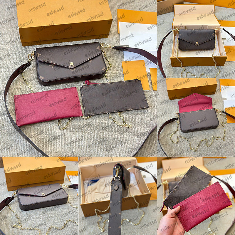 designer bag shoulder bag women luxury crossbody bag mini chain purse Easy Pouch On Strap Embossed Letters Old Flower real leather handbag envelope