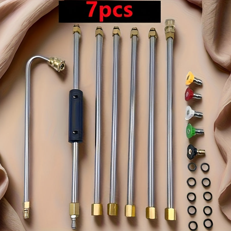 TEMU High-pressure Electric Pressure Washer Extension Rod With 1-4" , Adjustable Nozzle Tips (red-green-white-yellow), Durable Metal Construction &
