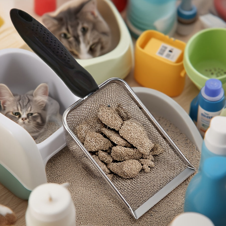 TEMU 1 Durable Stainless Steel Cat Litter Scraper - An Pet Cleaning Tool Suitable For All Types Of Cat Litter, Making It Convenient For Cat Owners To