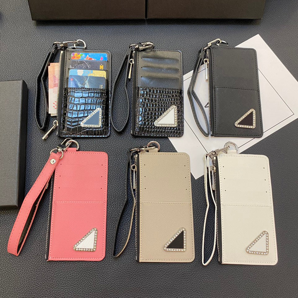 Designer leather Wallet Stylish Men Folding Long zipper triangle Wallets Purse Card Holder Notes Money Purses With Box Flip Wallet Multiple styles 2