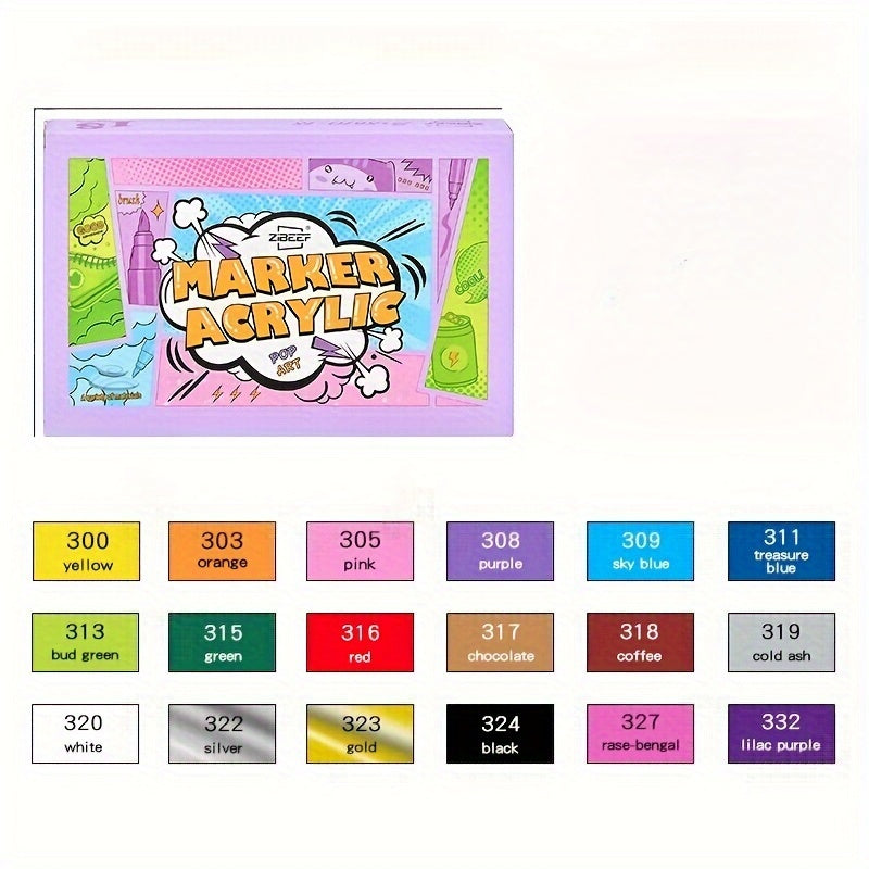 TEMU 18-24-36-46-60-84colour Vibrant Acrylic Pens - Soft, Flexible Brush Tip For , Versatile For Canvas, Rock, Wood, Stone, Glass, Ceramicperfect For