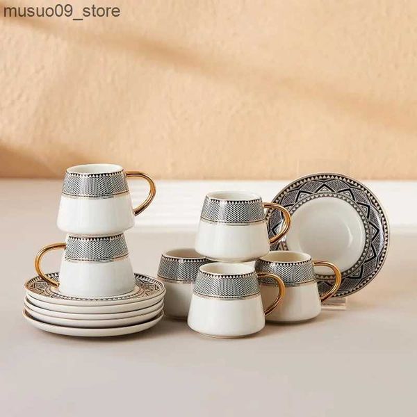 Cups Saucers Globe Turkish Coffee Cups and Saucer 6 people 12 pieces 90ml Espresso Turkish Coffee Demitasse Set of 6 cups and sauce L240910