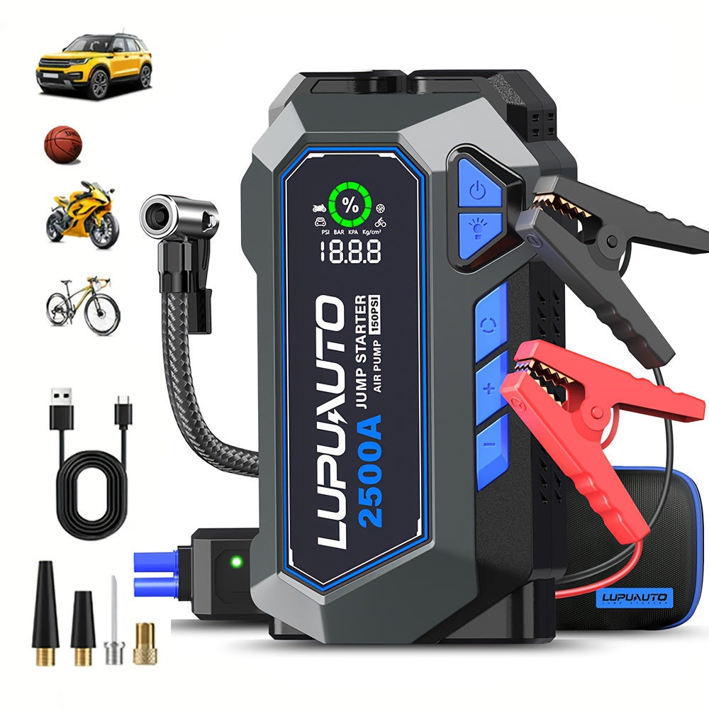 TEMU Portable Wireless Car Air Compressor Jump Starter With Air Compressor, Car Battery Charger Portable The Car Quickly, Usb Input-output, Led