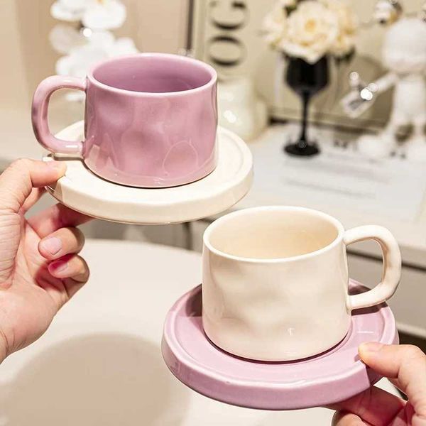 Ceramic GS Retro Coffee Cup and Sauce Exquisite Afternoon Tea Cup Breakfast Milk G Girl Gift Coffee Cup Water Cup Y241211