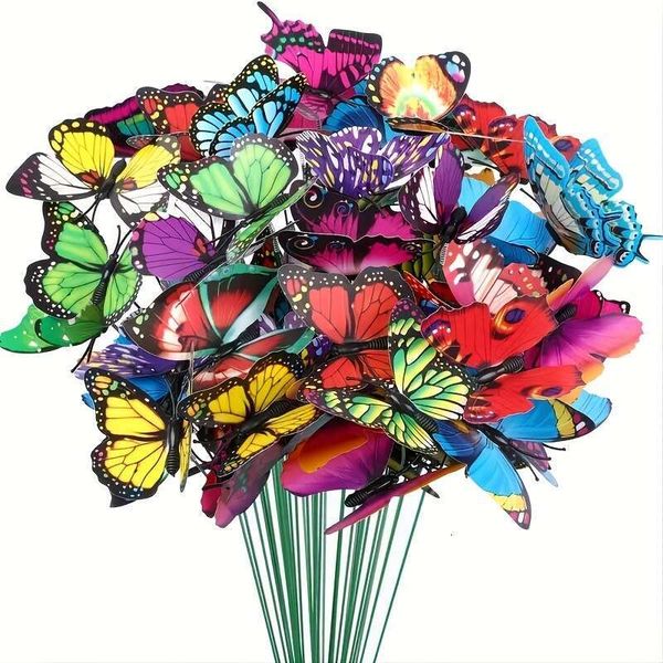 10PCS Imulation Garden Yard Planter Butterfly Colorful Arrangement Indoor-Outdoor Decor wer Pots Decoration